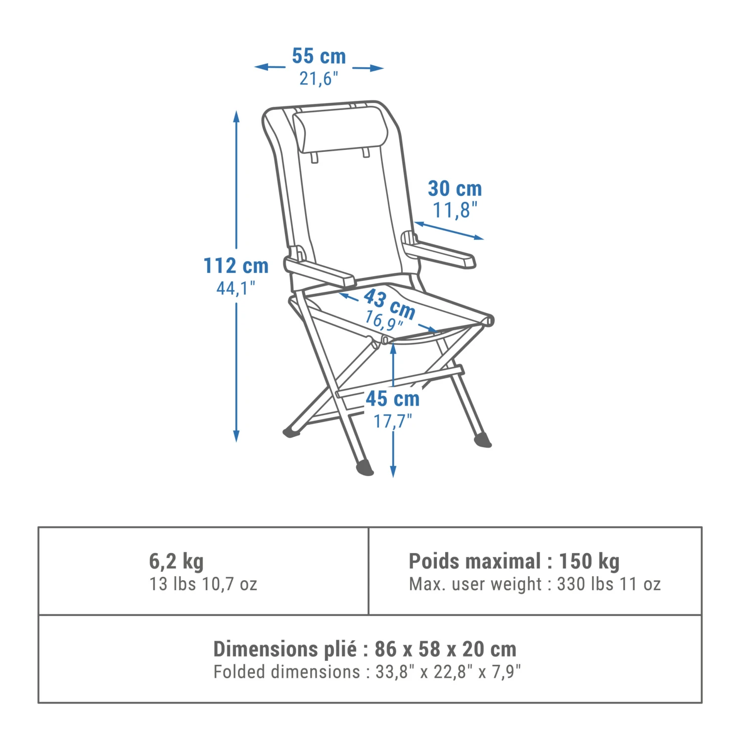 Quechua Multi-position Comfortable Camping Armchair 2 Quechua Multi-position Comfortable Camping Armchair - Image 2
