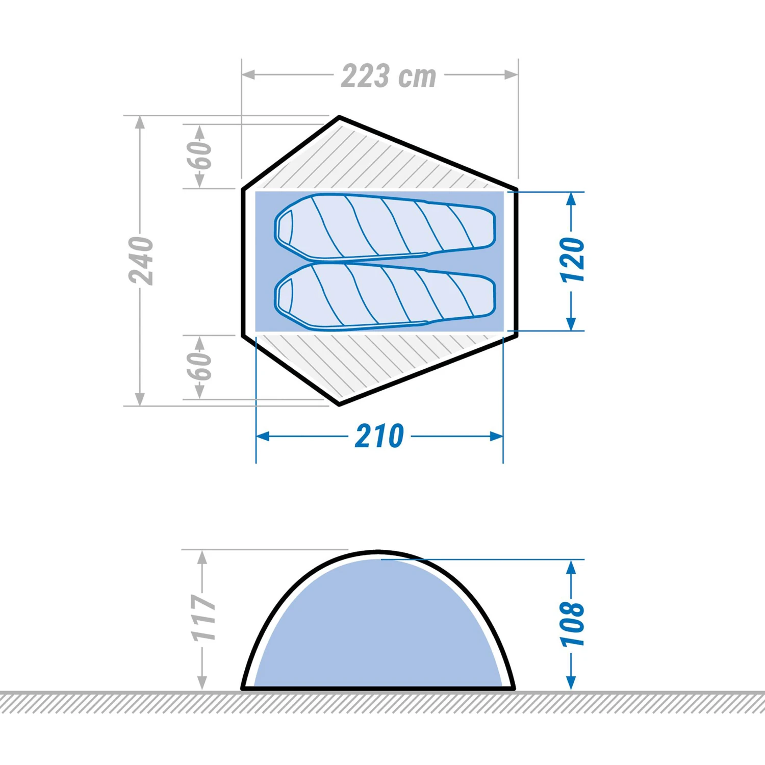 2 Man Dome Trekking Blackout Tent - MT500 F&B 3 2 Man Dome Trekking Blackout Tent - MT500 F&B - Image 3